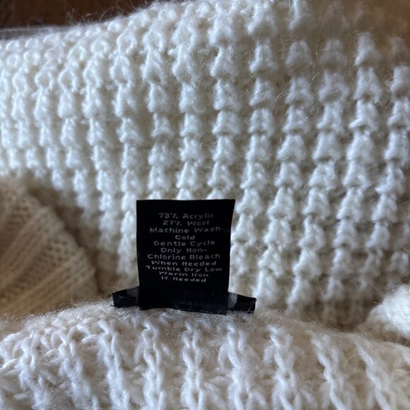 Ann Taylor Loft Petite Bulky Ivory Short Sleeve Cardigan Size PL Wool Blend - Picture 8 of 8